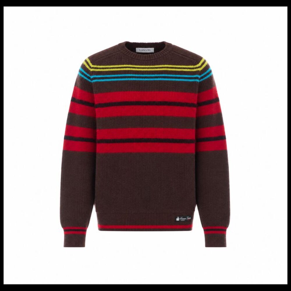 Lanvin Men Wool And Cashmere Striped Sweater